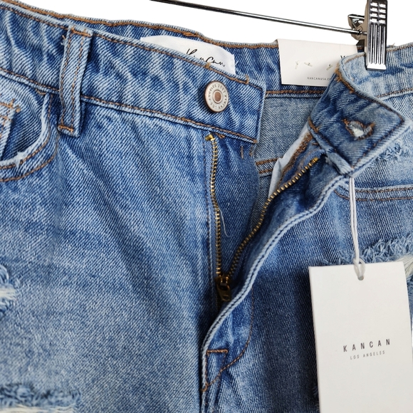 KanCan NWT Frayed Hem Bermuda Denim Blue Jean Distressed Shorts Women's Size XS - Picture 9 of 12
